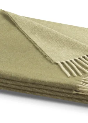 Pled z frędzlami Twill - Biederlack - olive